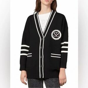 Sandro Melna Cardigan with White Stripes